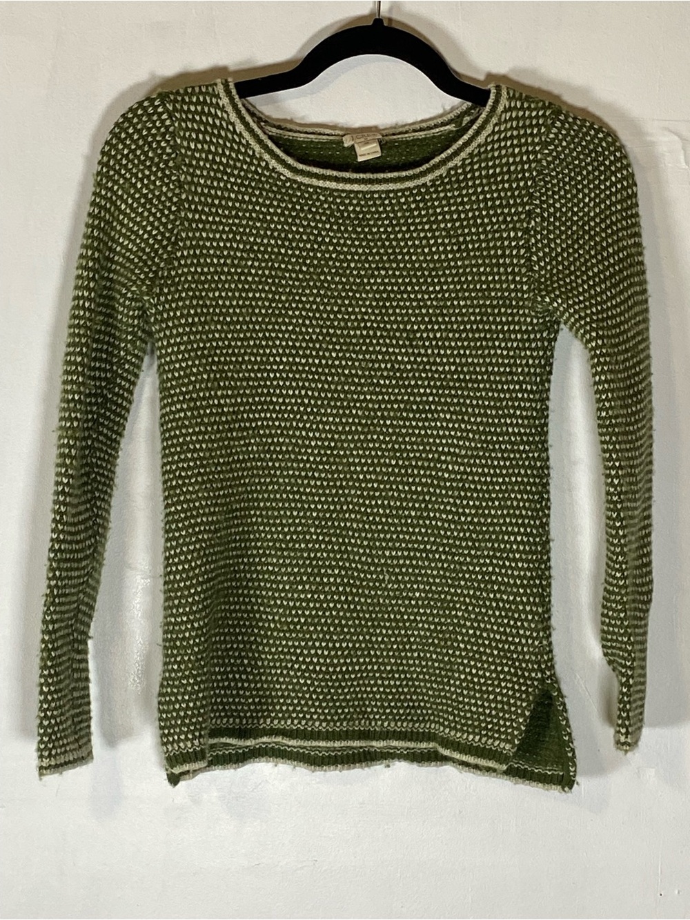 J. Crew Olive Green Textured Knit Sweater Cottagecore Grandpa Core XS Preppy
